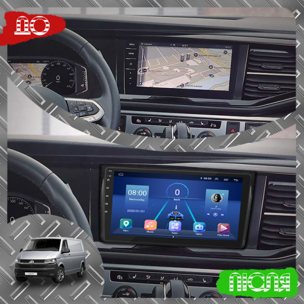 Штатная магнитола Lesko для Volkswagen Transporter T6 Рестайлинг 2019-н.в. экран 9" 2/32Gb 4G Wi-Fi GPS Top