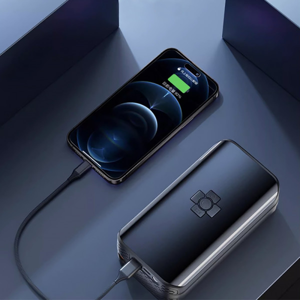 Портативный автомобильный компрессор HELLOLEIBOO CQB-008-04 беспроводной с дисплеем фонариком Type-C