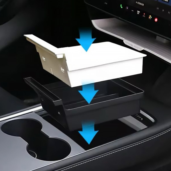 Автомобильный органайзер Tesla Model 3 (TSL23021411) центральной консоли на 2 отделения пластиковый Black + White