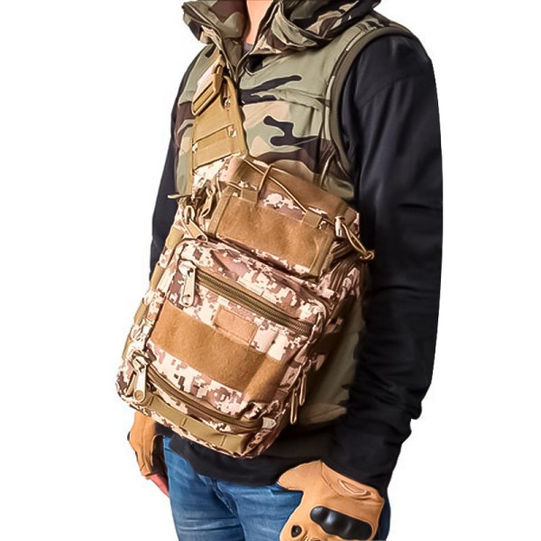 Сумка тактическая через плечо AOKALI Outdoor A25 Sand Pixel