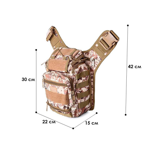 Сумка тактическая через плечо AOKALI Outdoor A25 Sand Pixel