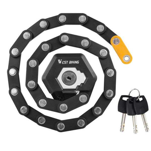 Замок велосипедный West Biking 0705045 SD001 ключ 0,85 m