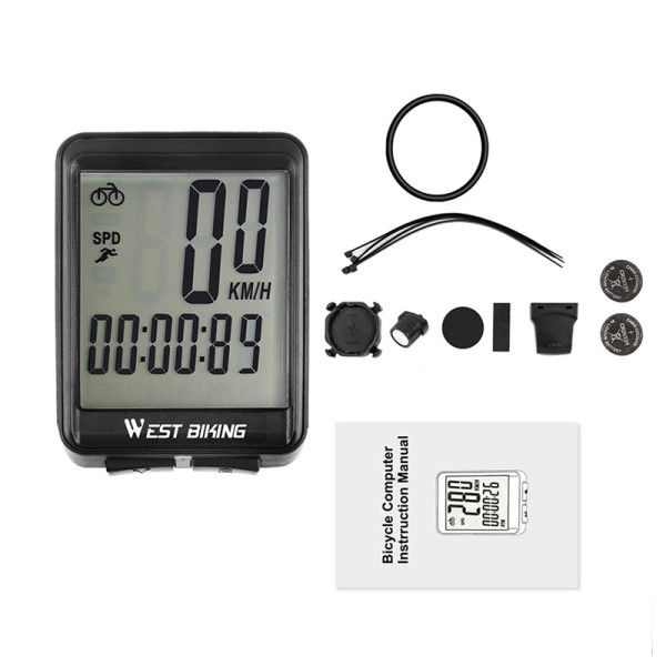 Велокомпьютер West Biking 0702054 с подсветкой Green Беспроводной
