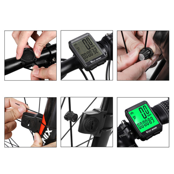 Велокомпьютер West Biking 0702054 с подсветкой Green Беспроводной