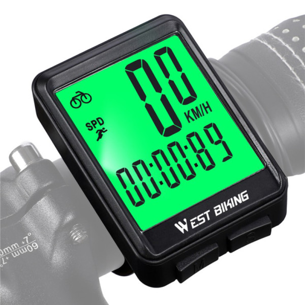 Велокомпьютер West Biking 0702054 с подсветкой Green Проводной