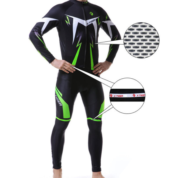 Вело костюм для мужчин X-Тiger XM-CT-013 кофта с длинным рукавом штаны Green S