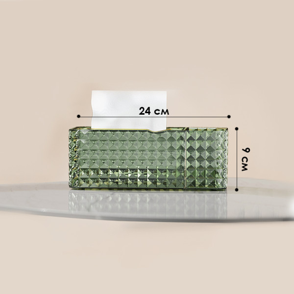 Настольная коробка-органайзер 3329 для салфеток прямоугольный пластковый 24*12*8.9 см Green