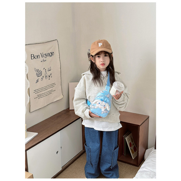 Детская сумка TD-34 Kuromi с аниме через плечо на одно отделение с ремешком Blue