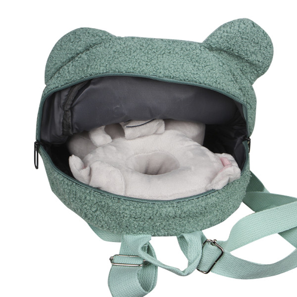 Детский рюкзак 6791 на одно отделение с внешним карманом ремешком и ушками Green