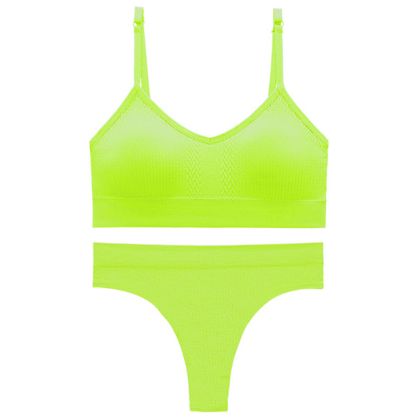 Бесшовный комплект женского белья в текстуре косичка трусы и топ 6608# Яркий Лайм L