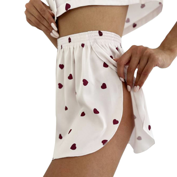 Женский комплект для дома и сна 2S5247B рубашка и шорты женская пижама белая с сердечками M