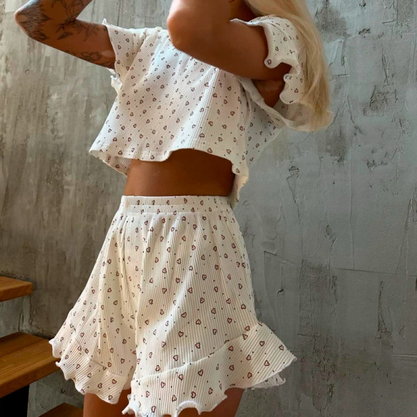 Женский комплект для дома и сна SM240426DHX6 футболка и шорты женская пижама белая с сердечками XL