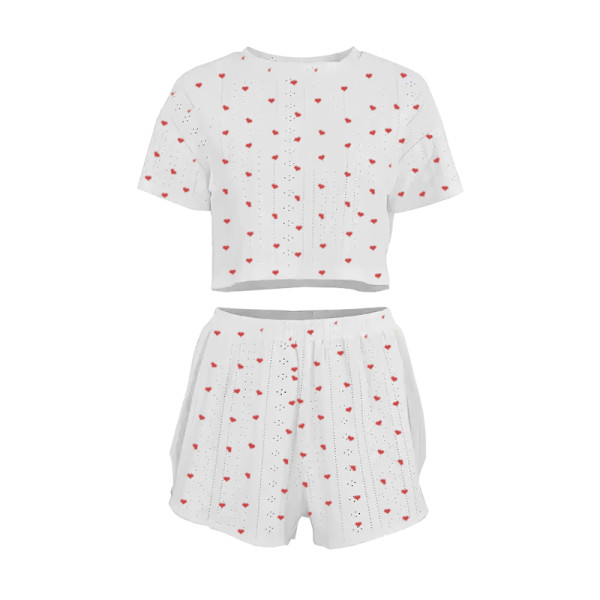 Женский комплект для дома и сна SM24107AYH футболка и шорты женская пижама белая с красными сердечками L