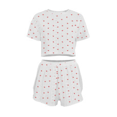 Женский комплект для дома и сна SM24107AYH футболка и шорты женская пижама белая с красными сердечками S