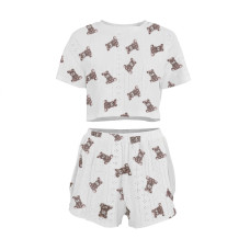 Женский комплект для дома и сна SM24107AYH футболка и шорты женская пижама белая с мишками L