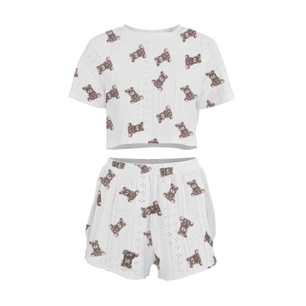 Женский комплект для дома и сна SM24107AYH футболка и шорты женская пижама белая с мишками S