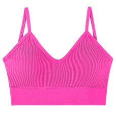 Топ женский в рубчик 08WX# с нерегулируемыми брителями съемные чашечки Розовый электрик L 80 ABC