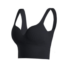 Женский 3D топ 2765# с моделирующим эфектом пушап с глубоким декольте удлиненный Черный S