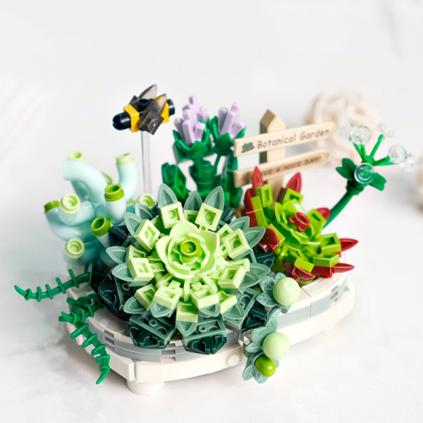3D конструктор набор строительных блоков LOZ 1660 вечный цветок суккуленты в горшке 389 деталей пластиковый