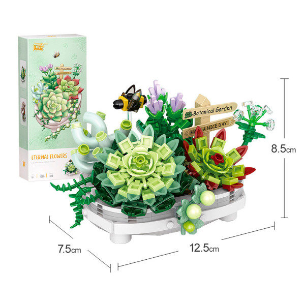3D конструктор набор строительных блоков LOZ 1660 вечный цветок суккуленты в горшке 389 деталей пластиковый