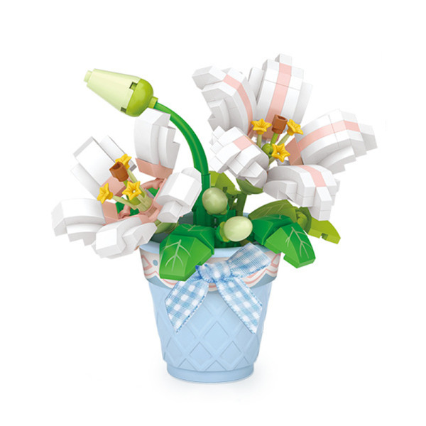 3D конструктор набор строительных блоков LOZ 8837 мини лилия в горшке 240 деталей пластиковый