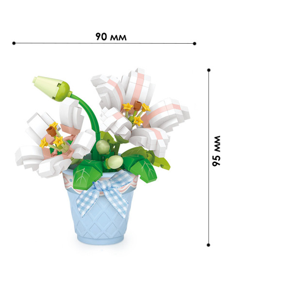 3D конструктор набор строительных блоков LOZ 8837 мини лилия в горшке 240 деталей пластиковый