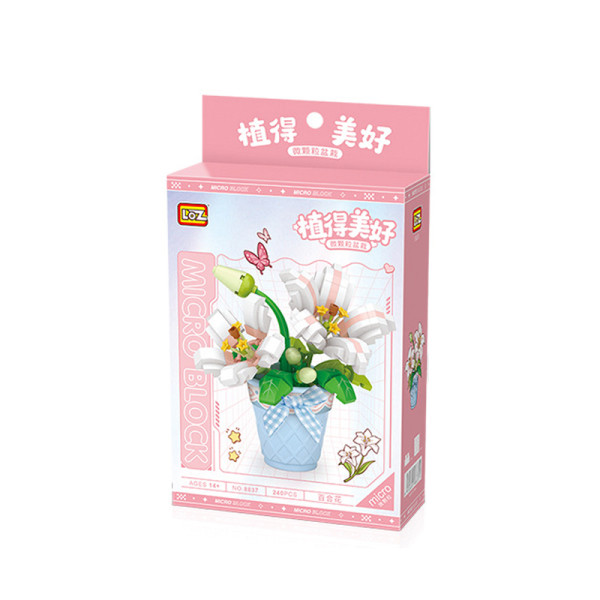 3D конструктор набор строительных блоков LOZ 8837 мини лилия в горшке 240 деталей пластиковый