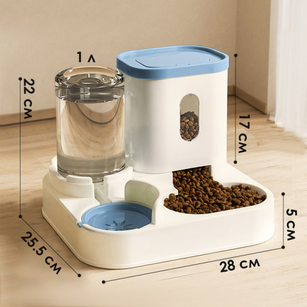 Автоматическая кормушка для кошек и собак DT2024 с поилкой Blue