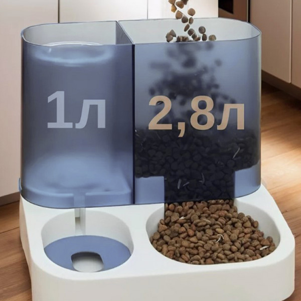 Автоматическая кормушка для кошек и собак DT537 с поилкой Blue