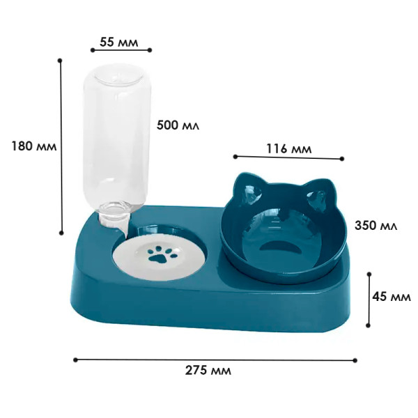 Миска для котов с поилкой Taotaopets 119906 Indigo 22*28*14см