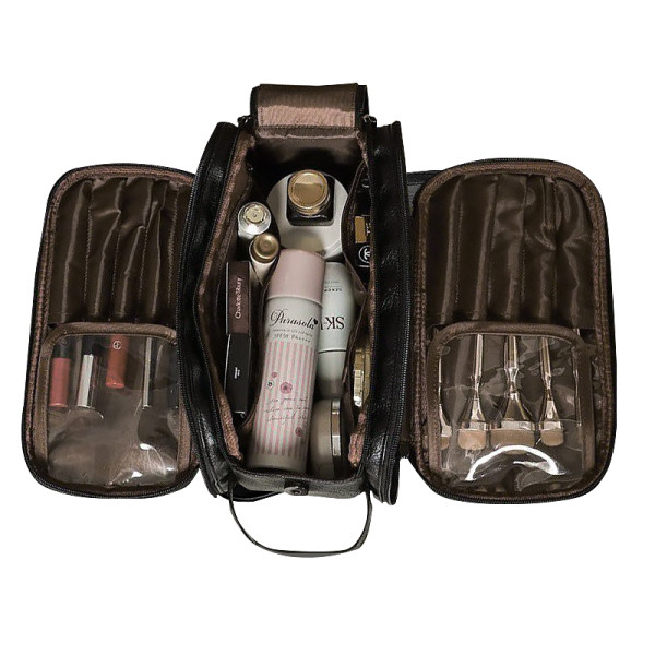 Женская косметичка BK-HZB-07 несесер органайзер дорожная бьюти кейс с карманами по бокам Black