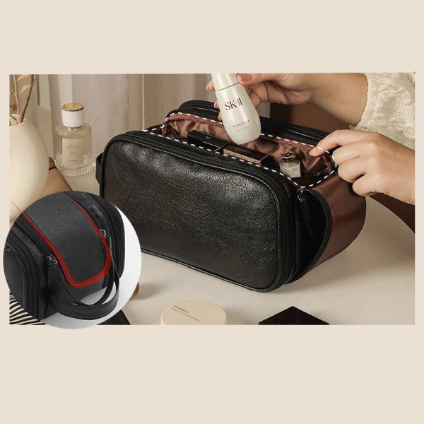 Женская косметичка BK-HZB-07 несесер органайзер дорожная бьюти кейс с карманами по бокам Black