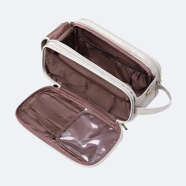 Женская косметичка BK-HZB-07 несесер органайзер дорожная бьюти кейс с карманами по бокам Gray