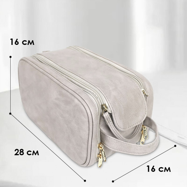 Женская косметичка BK-HZB-07 несесер органайзер дорожная бьюти кейс с карманами по бокам Gray