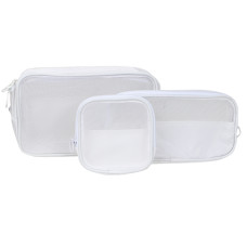 Органайзер из трёх косметичек F007 несессер для хранения косметики компактный бьюти бокс переносной на молнии White