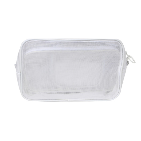 Органайзер из трёх косметичек F007 несессер для хранения косметики компактный бьюти бокс переносной на молнии White