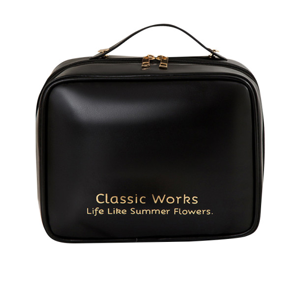 Органайзер косметичка BK-HZB-12 для хранения косметики компактный бьюти бокс переносной на молнии и с ручкой Black