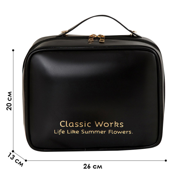 Органайзер косметичка BK-HZB-12 для хранения косметики компактный бьюти бокс переносной на молнии и с ручкой Black