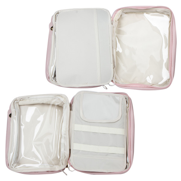 Органайзер косметичка BK-HZB-12 для хранения косметики компактный бьюти бокс переносной на молнии и с ручкой Pink