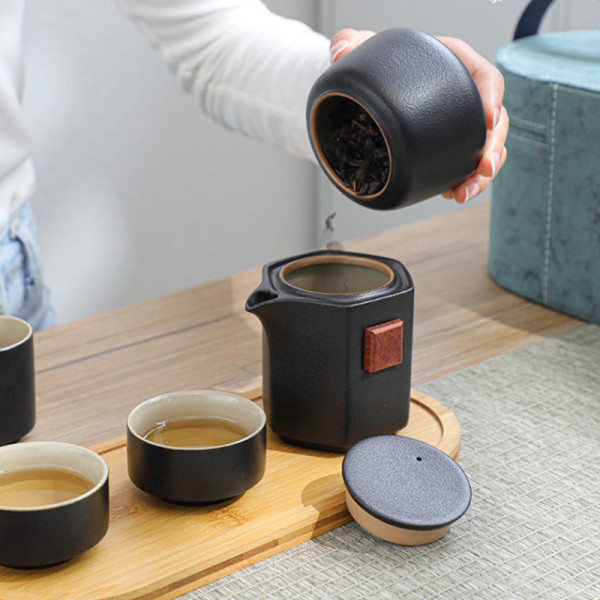 Дорожный набор 45521 для чайной церемонии из 7 предметов керамический Black