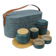 Дорожный набор 45521 для чайной церемонии из 7 предметов керамический Dark Green