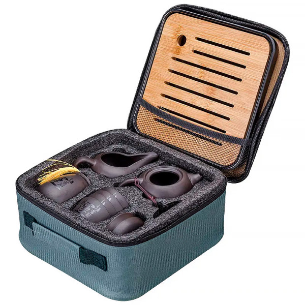 Дорожный набор для чайной церемонии керамический Black Matt