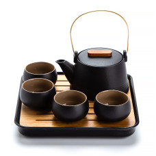 Дорожный набор для чайной церемонии керамический Black