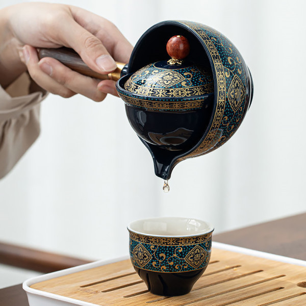 Дорожный набор для чайной церемонии керамический Blue