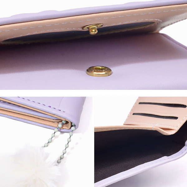 Женский кошелек EASTERN STAR C325-44 для карт повседневный с принтом кролика пушистым шариком Violet