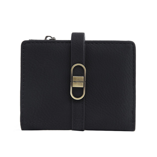 Женский кошелек Prettyzys PT23-2087 клатч с пряжкой повседневный складной  Black
