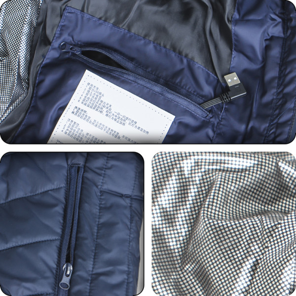 Жилетка с подогревом от повербанка USB M01-9S Blue 9 зон подогрева для туризма рыбалки активного отдыха 2XL