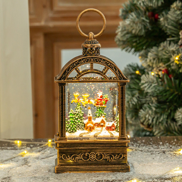 Декоративный фонарь новогодний 2024 11*6,5*21 см рождественское украшения для дома USB+Батарейким подвесной с подсветкой Рождественский домик