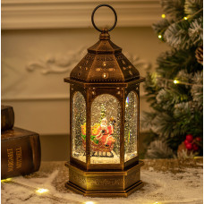 Декоративный фонарь новогодний 2024 12*12*24 см рождественское украшения для дома подвесной с подсветкой Дед Мороз