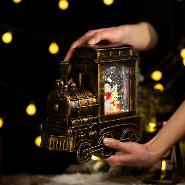 Декоративный подвесной фонарь новогодний Паравозик 17*8,5*17 см рождественское украшение для дома на батарейках Bronze
